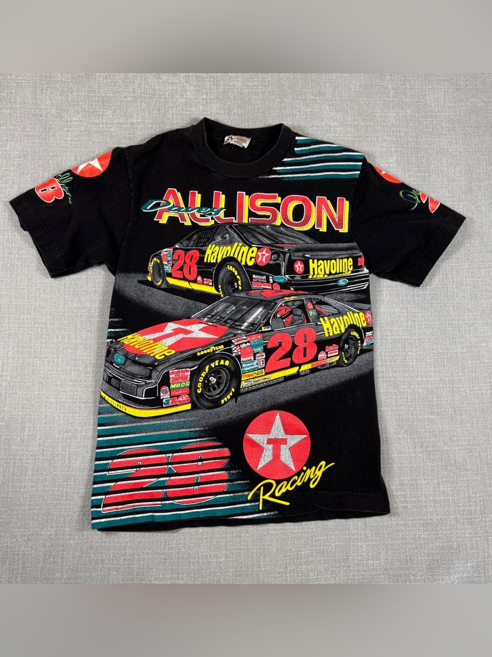 Vintage 1993 Davey Allison Havoline Racing Shirt Medium NASCAR AOP Single Stitch